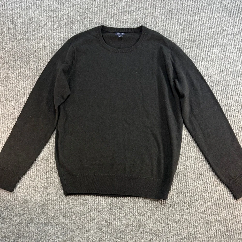 J. Crew Mens Merino Wool Blend Crewneck Sweater Black Small Preppy Fall Casual
